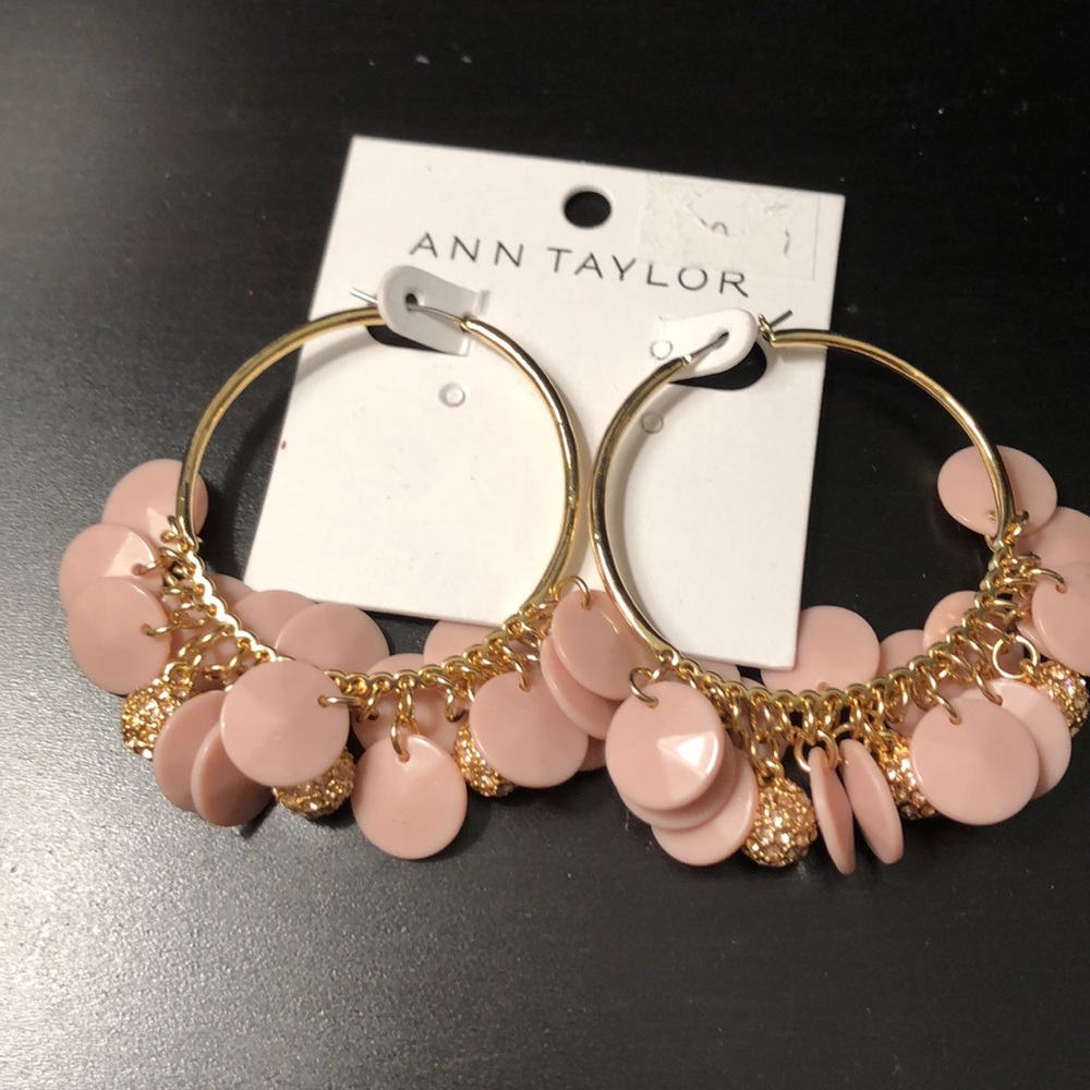 Ann Taylor Pink and gold hoop earrings